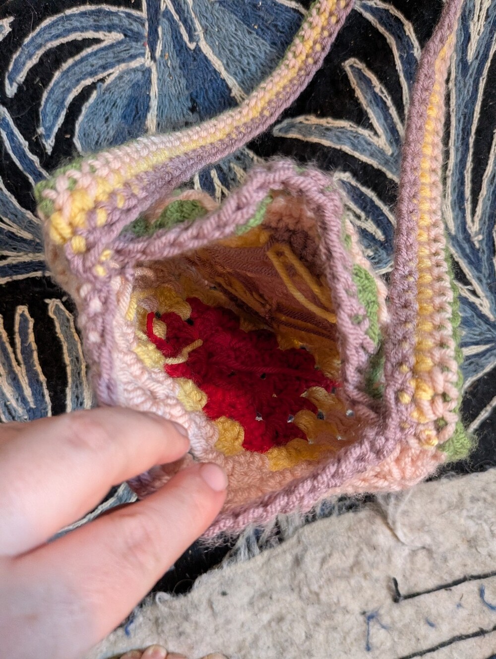 Handmade Crochet Granny Square Small Shoulder Bag - Picture 4 of 4